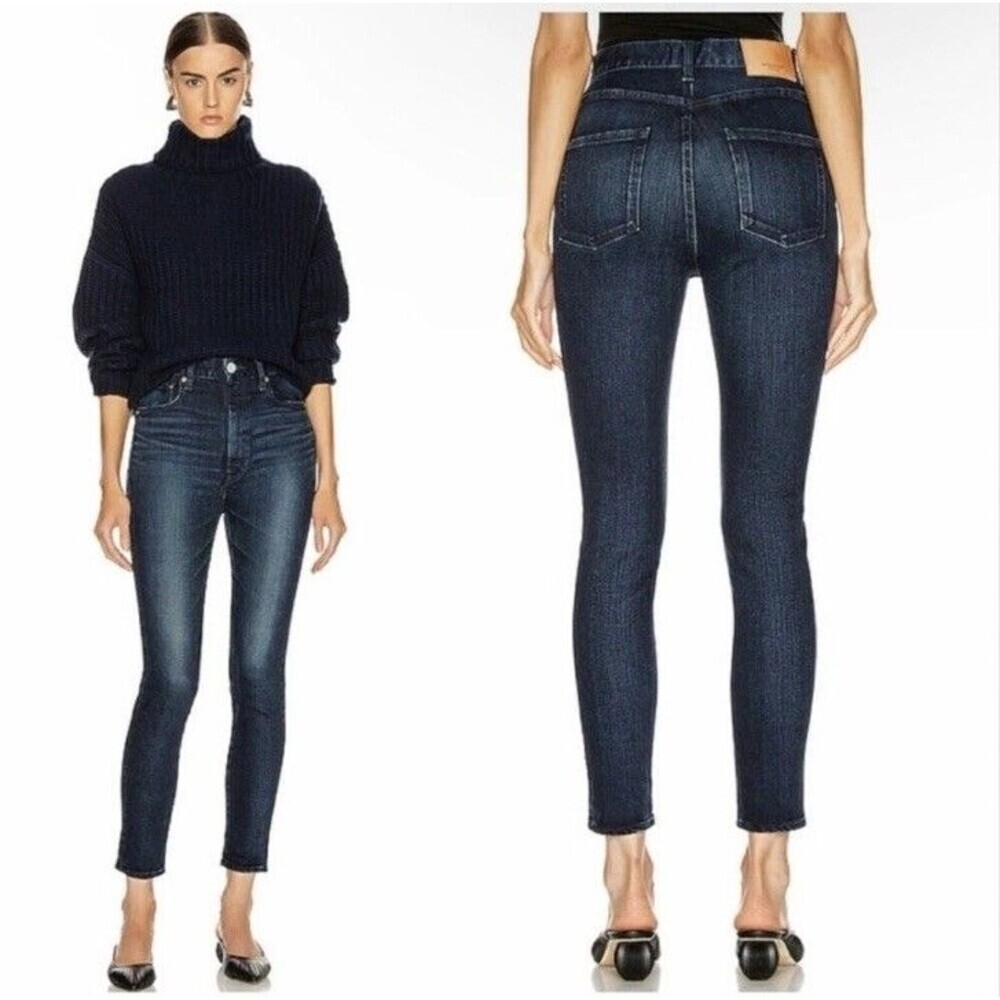 Moussy Vintage Mid Rise Skinny Jeans Dark Blue Wash Japanese Denim Women’s 25